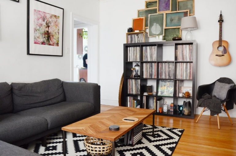 View of Chicago Organic Apartment with Scandinavian Living Room