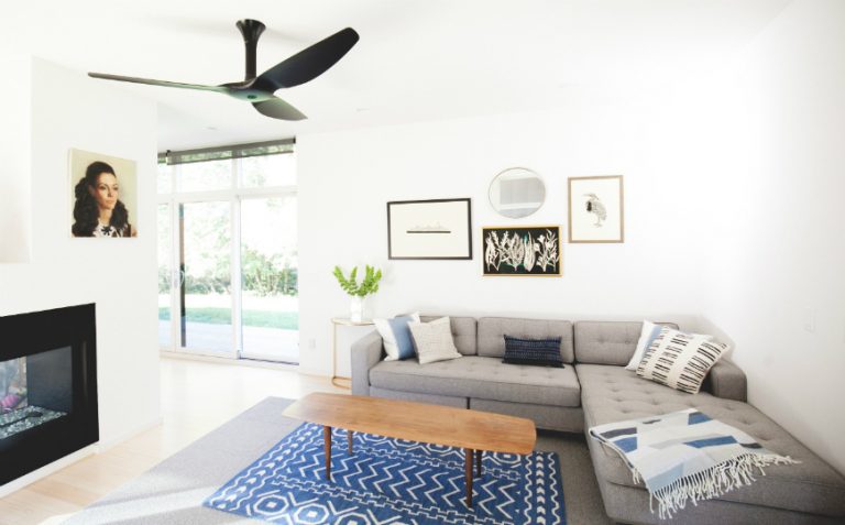 Modern Living Room With Navy Blue Walls