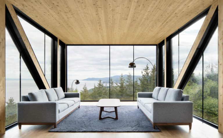 Modern Living Room With Navy Blue Walls