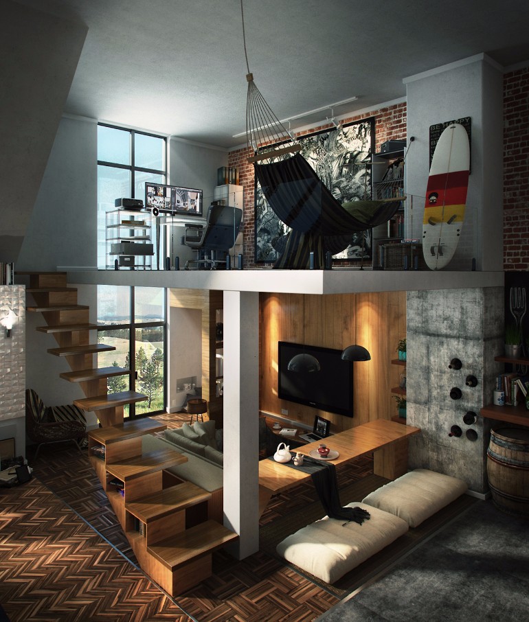 10 Loft-Style Living Room Design Ideas
