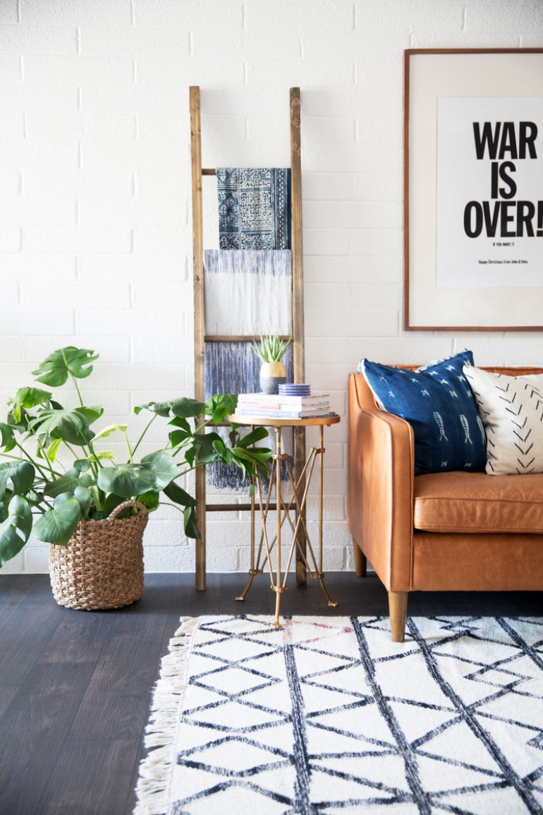 8 Ways To Style A Ladder Blanket Rack In Your Living Room